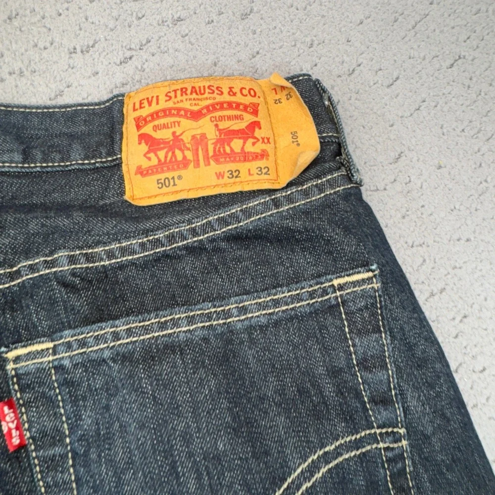 Levis 501‎ Shorts Mens 30 Blue Jorts Cutoffs Denim Button Fly Dark Wash 18656